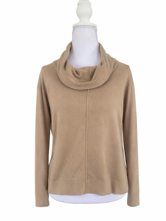 Charlie Paige Tops - Women's Tan Cowl Neck Knit Sweater Small/ Medium